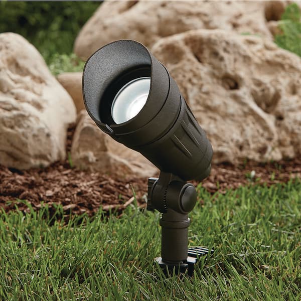 400 Lumen Low Voltage Black Integrated LED Outdoor Spotlight with Adjustable Light Color