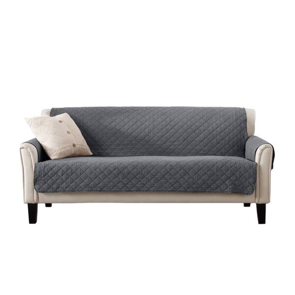 Great Bay Home Laurina Collection Storm Grey Stonewashed Reversible Sofa Furniture Protector