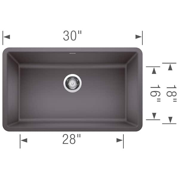 PRECIS Undermount Granite Composite 30 in. Single Bowl Kitchen Sink in Cinder