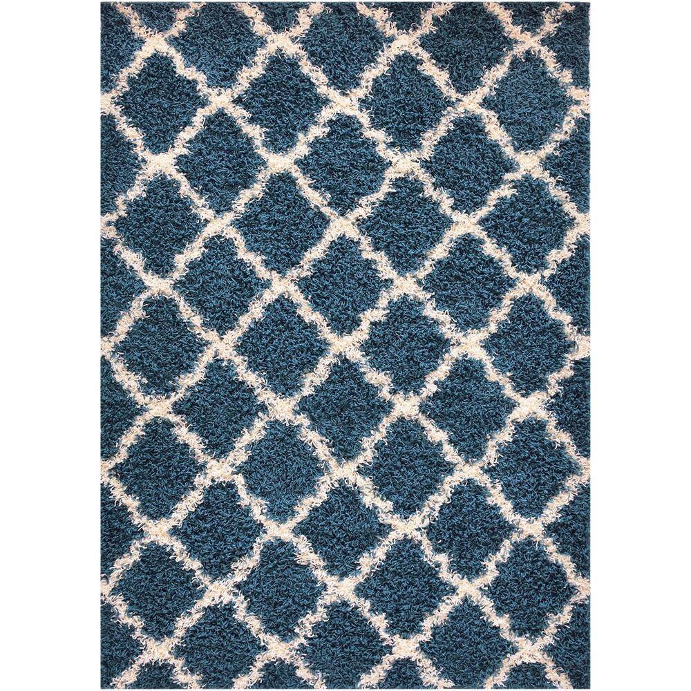 RugStylesOnline Shaggy Petrol Blue 3 ft. x 7 ft. Trellis Synthetic ...