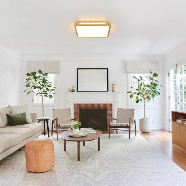 シーリングライト・天井照明 TOO WOOD Mounted Ceiling Lamp Oak Type A HUOKU Lumin 19.7 in. W Square Natural Oak Wood and Acrylic Flush