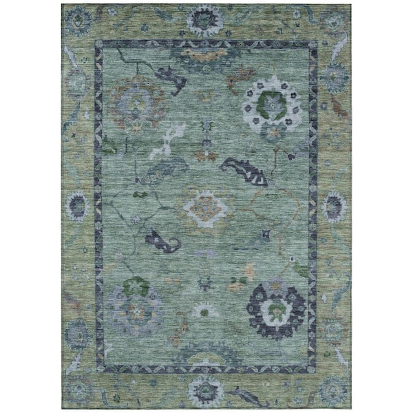 Chantille Machine Washable Indoor/Outdoor Abstract ACN2230 Green 8 ft. x 10 ft. Area Rug