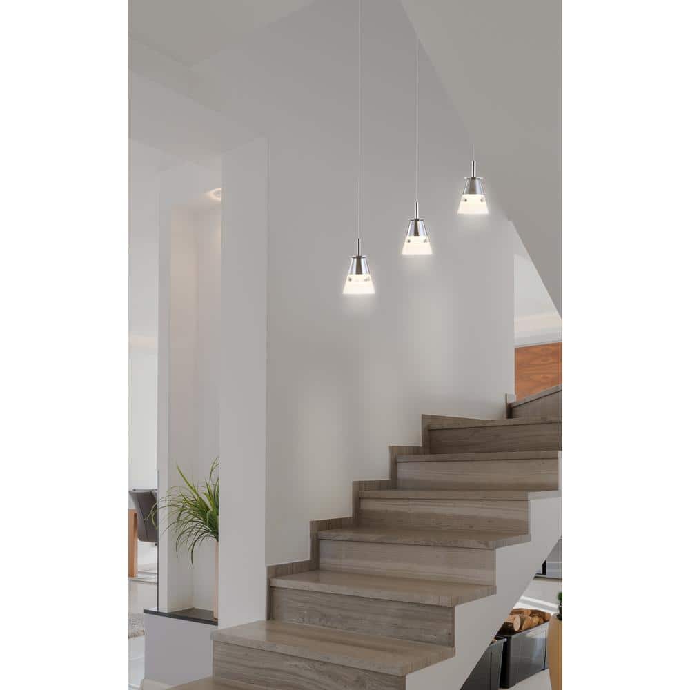 Alain Modern 12.5" Chrome 3-Light Adjustable Cluster LED Pendant