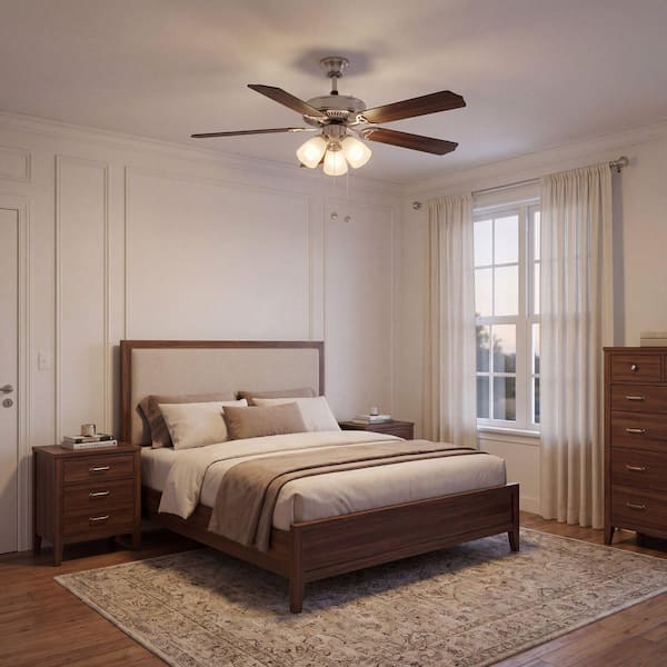 Meridian 52 in. Indoor Brushed Nickel Ceiling Fan with Light Kit