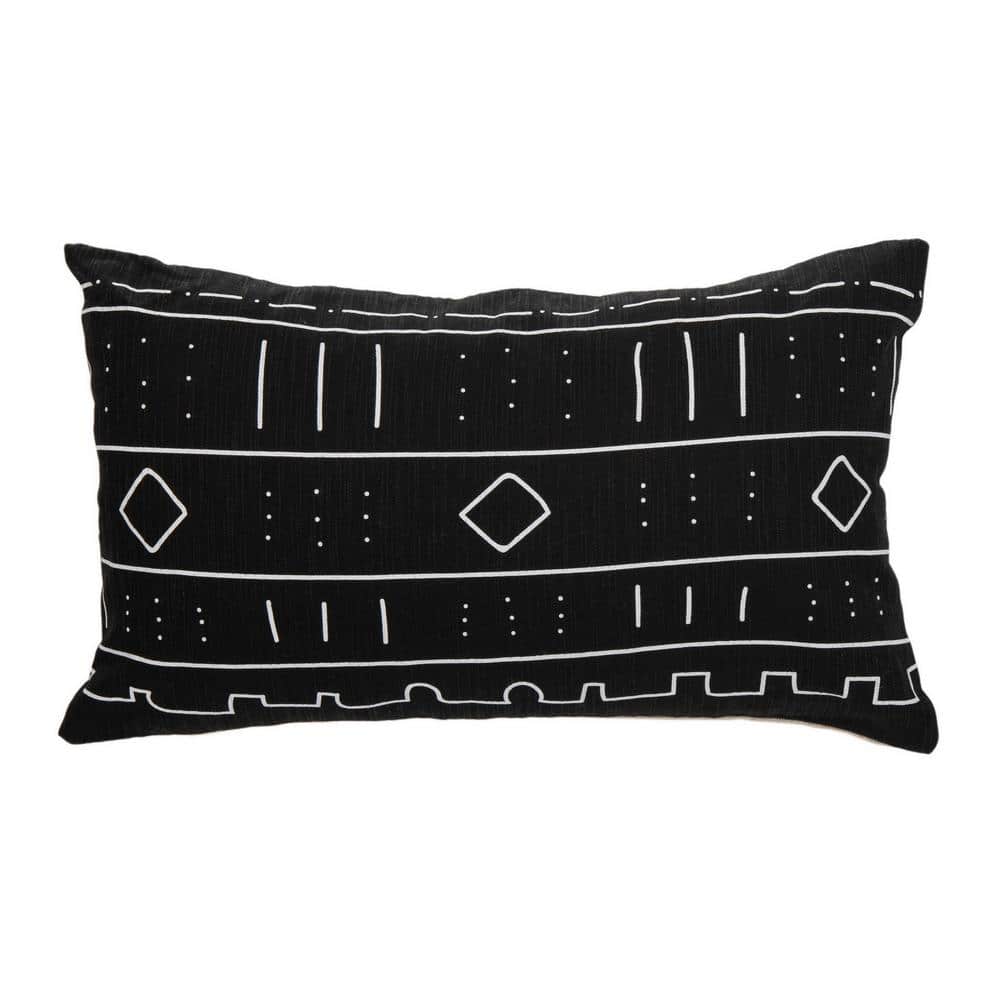 Bohemian Bliss Black and White Cotton-Linen Blend Decorative Pillow