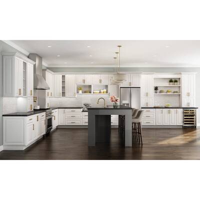 Brookfield Assembled 42x34.5x24 in. Plywood Blind Corner Base Kitchen Cabinet Left Soft Close in Painted Pacific White