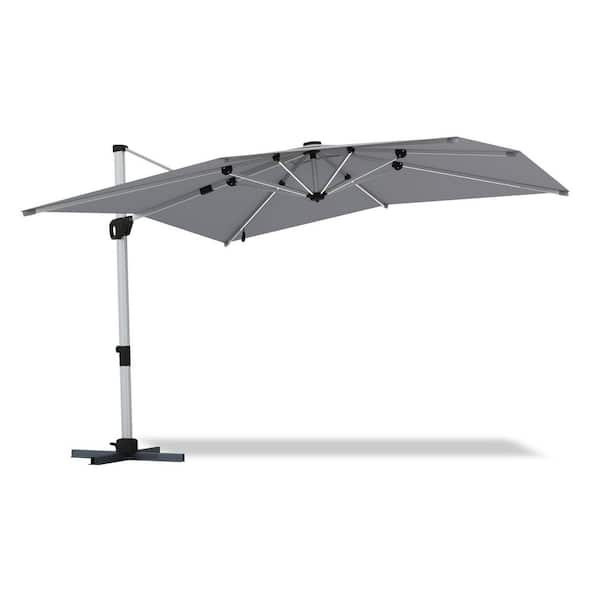 allen roth 10 ft square offset patio umbrella 10' x 10' Saville assembled for easy setup Outdoor Offset Outdoor Cantilever Umbrella