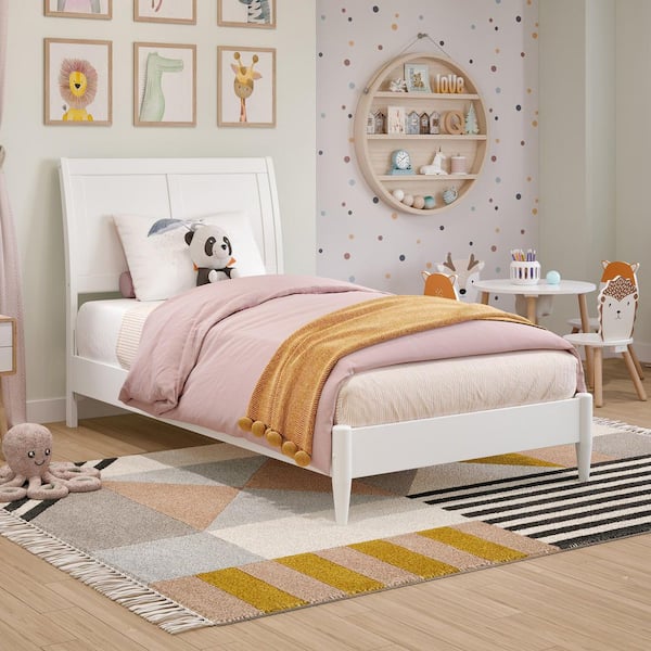 AFI Valencia White Solid Wood Frame Twin Low Profile Platform Bed