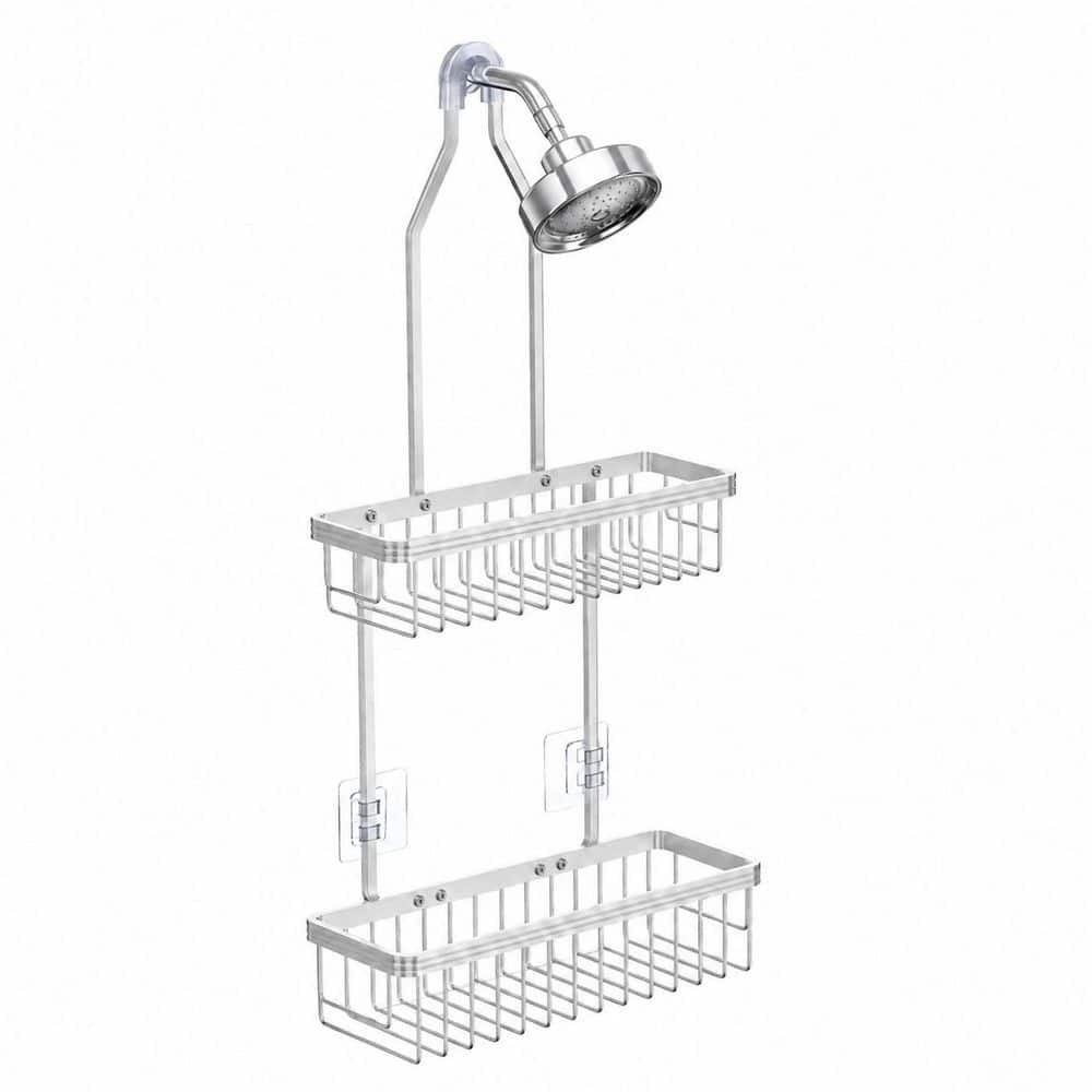 Hanging Anti-Rust Aluminum 2-Tier Shower Caddy with Soap Dish and Removable Hooks in Bright Silver price history on PriceWatchPro