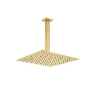 1-Spray Patterns with 2.5-GPM 15.7 in. Ceiling Mount Rain Fixed Shower Head in Brushed Gold