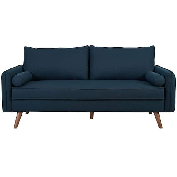 MODWAY Revive 72 in. Azure Polyester 3-Seater Tuxedo Sofa with Round Arms