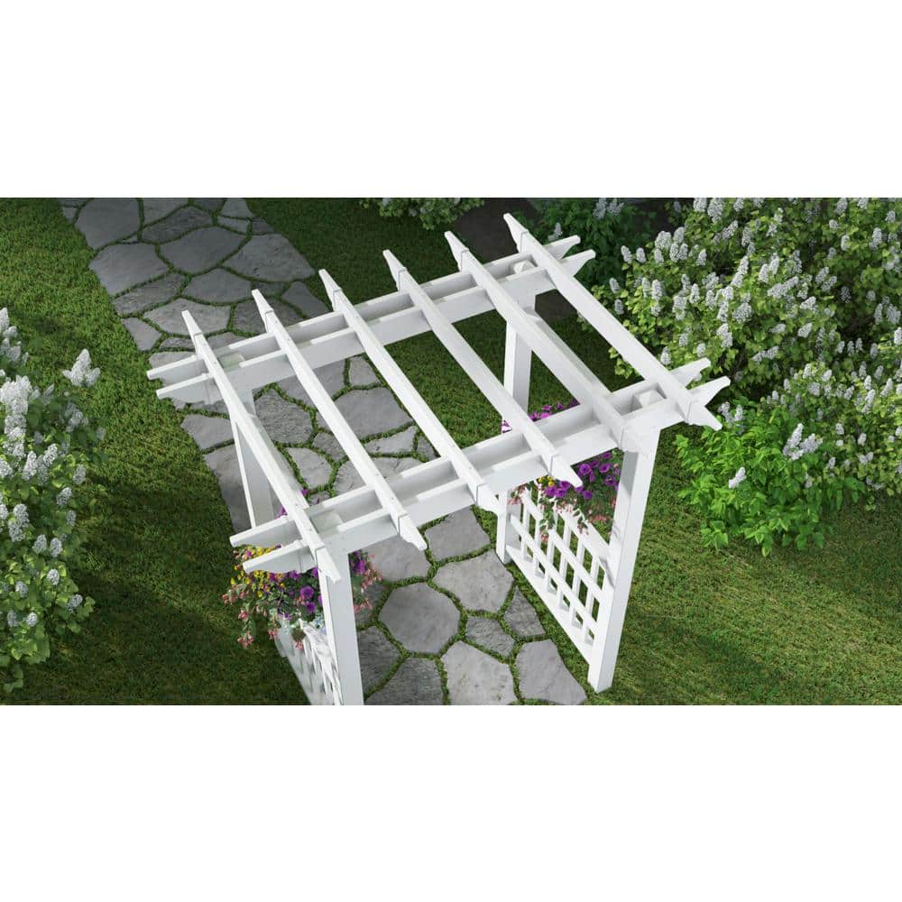 Springport White Vinyl Garden Arbor with Built-in Hooks