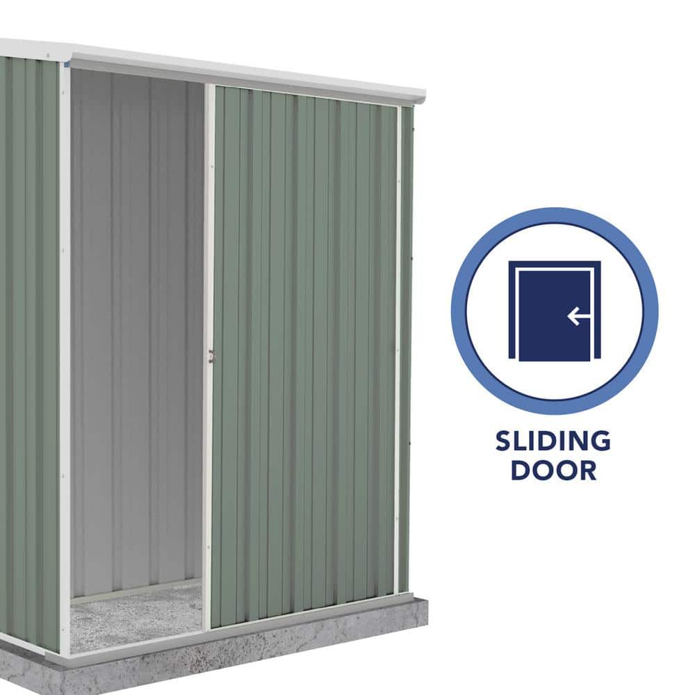 Pale Eucalypt 5' x 3' Metal Storage Shed with Sliding Door