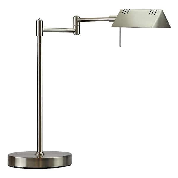 O'Bright DL05D, 17 in. Silver, Pharmacy, Desk, Reading, Craft, Work Table LED Lamp, 12 W LED Full Range Dimming, 360º Swing Arms