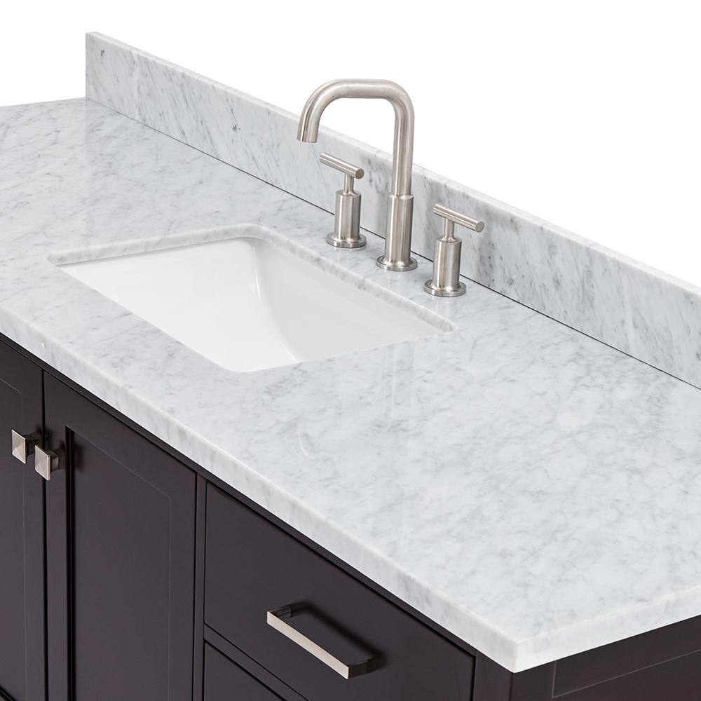 Espresso Solid Wood and Marble Single Basin Vanity Set
