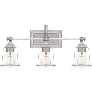Quoizel Sanford 3-Light Nickel Farmhouse Vanity Light 