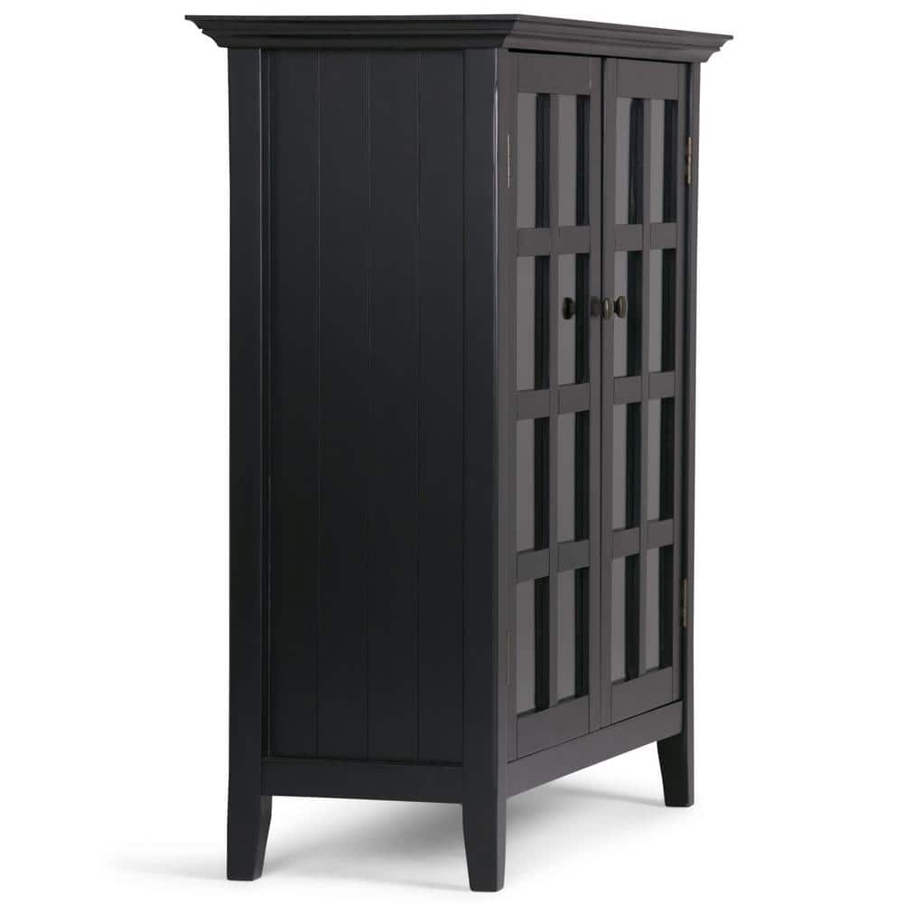 Acadian 39" Black Solid Pine Freestanding Storage Cupboard with Adjustable Shelves
