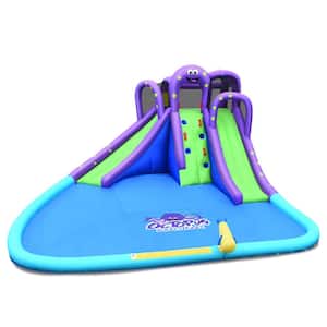Inflatable Water Park Octopus Bounce House Green Dual Slide Climbing Wall with Blower