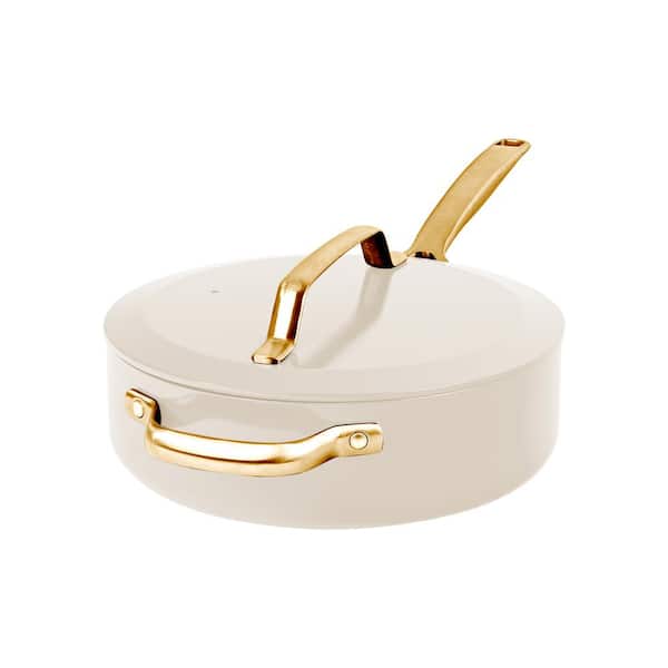 Gotham Steel Modern 4 qt. Aluminum Ultra Performance Ceramic Nonstick Saute Pan with Lid in Cream