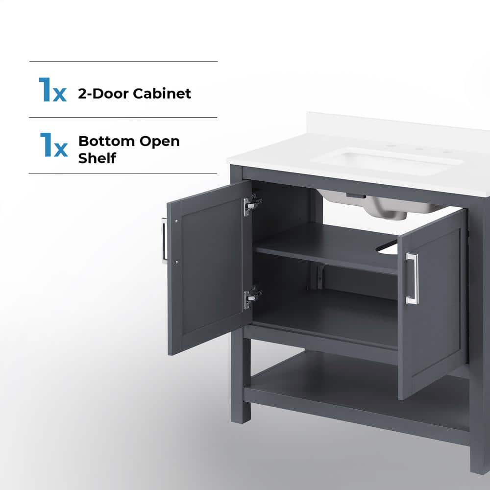 Vegas Dark Charcoal 36" Freestanding Bathroom Vanity with Sink