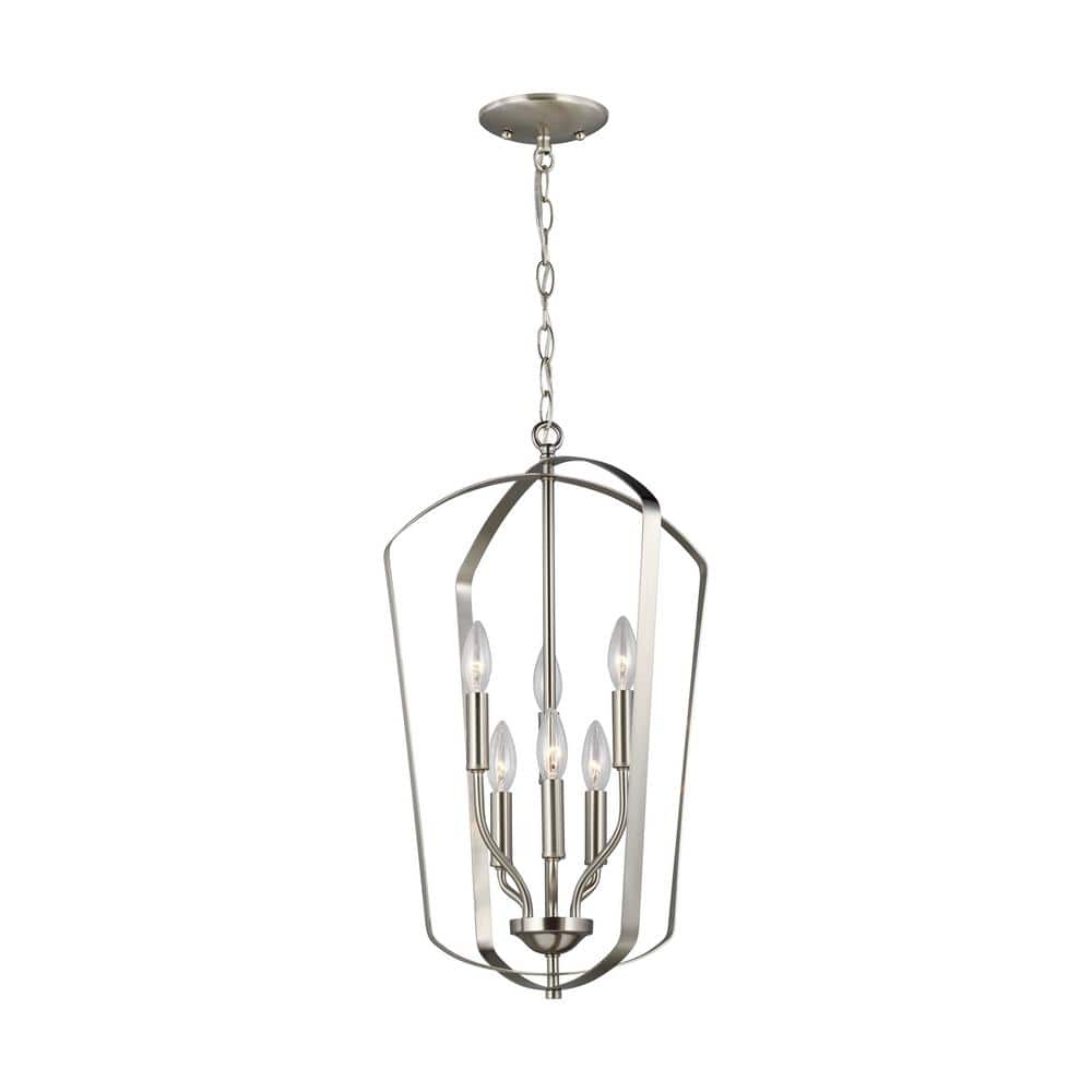 Romee 6-Light Brushed Nickel Hall-Foyer Pendant with Dimmable Candelabra LED Bulb price history on PriceWatchPro