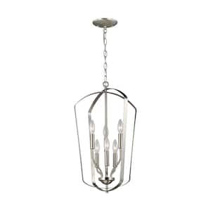 Romee 6-Light Brushed Nickel Hall-Foyer Pendant with Dimmable Candelabra LED Bulb