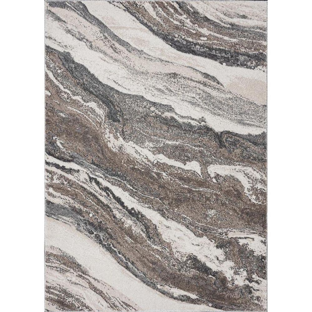 Gray Polypropylene 8 ft. x 10 ft. Abstract Indoor Area Rug