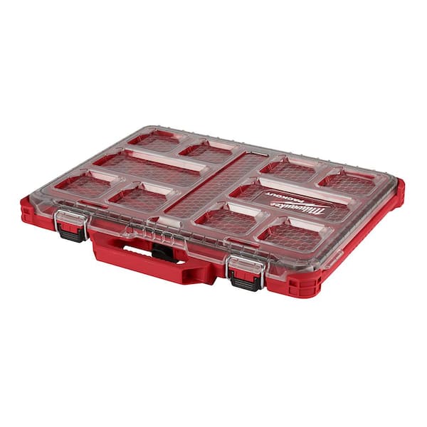 Milwaukee PACKOUT 11 Compartment Low Profile Impact Resistant Portable Small Parts Organizer 48 22 8431