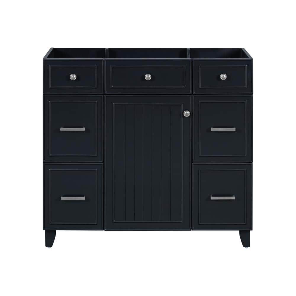 35.4 in. W x 16.65 in. D x 33.3 in. H Wood Bath Vanity Cabinet without Top in Black