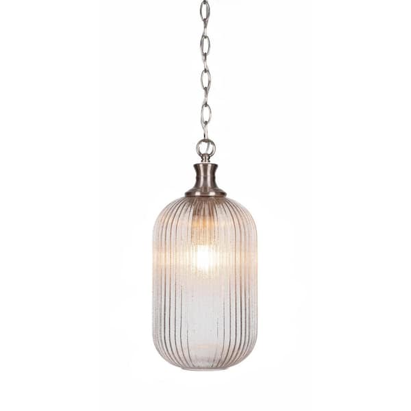 Unbranded Orleans 60-Watt 1-Light Brushed Nickel Shaded Mini Pendant Light with Glass Shade