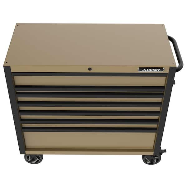 Husky Heavy-Duty 42 in. W 7-Drawer Matte Tan Rolling Tool Cabinet