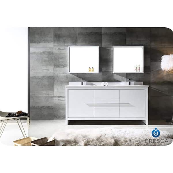Allier 72 in. Modern Double Sink Bathroom Vanity Cabinet in White