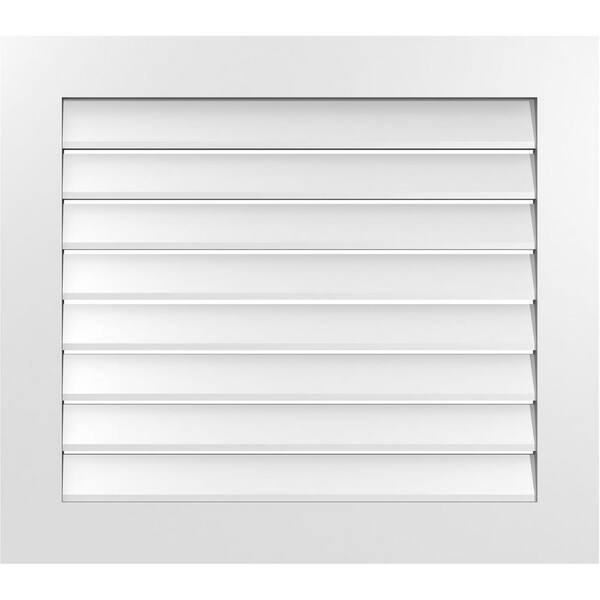 Ekena Millwork 34 in. x 30 in. Vertical Surface Mount PVC Gable Vent: Functional with Standard Frame