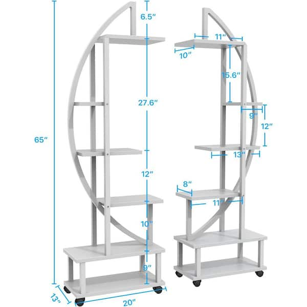 GDLF 5 Tier Metal Plant Stand Creative Half Moon Shape Ladder