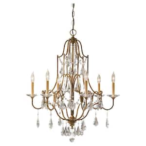 Valentina 6-Light Oxidized Bronze Classic Crystal Hanging Empire Candlestick Chandelier