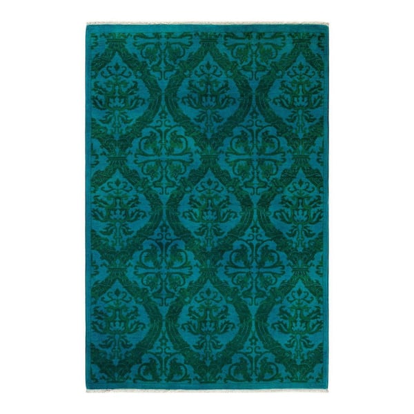 Chloe & Olivia Home Overdyed Blue 4 ft. 1 in. x 6 ft. 2 in. Wool Indoor Area Rug