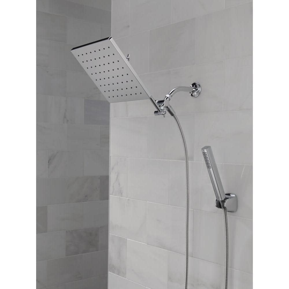 Chrome 10-inch Square Raincan Shower Head and Handheld Combo