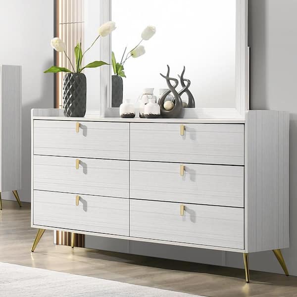 Acme Furniture Zeena 6-Drawers White Dresser 35 in. H x 16 in. W x