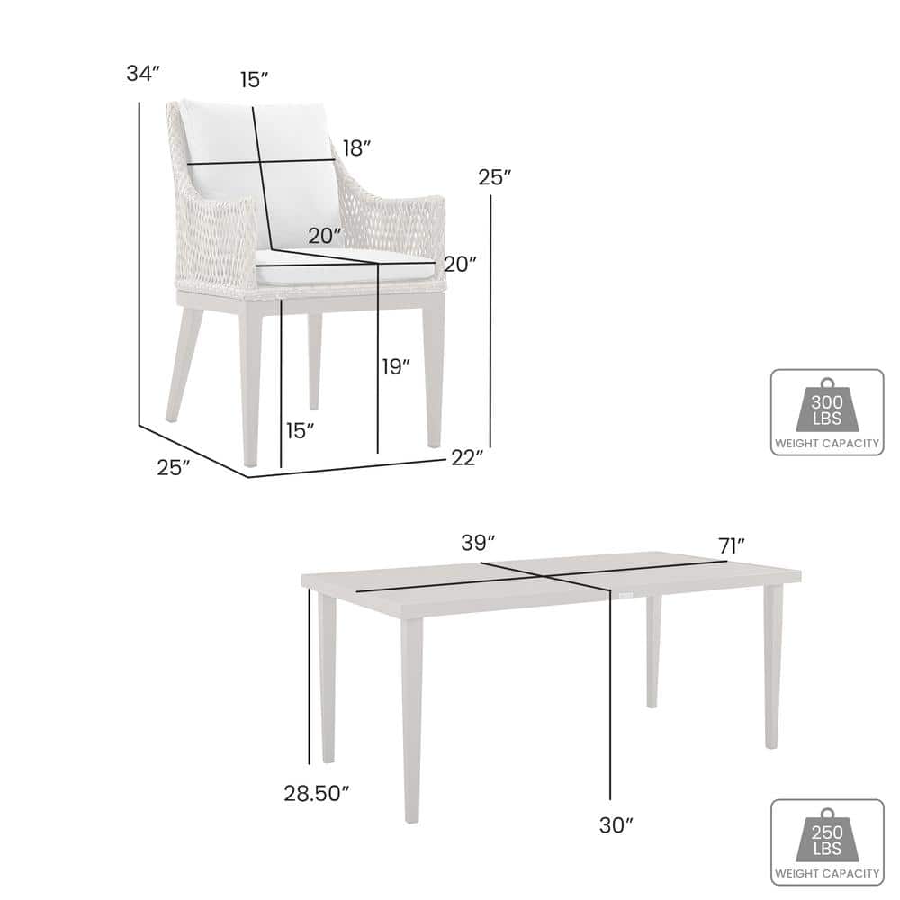 Silvana Gray Aluminum and Wicker 6-Person Outdoor Dining Set