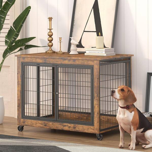 Miscool Cages for Dog Crate Furniture Dog Kennel Equipped Decorative Pet  Crate Dog House Side Tabel Small Size in Brown YCHD10DOG0688 - The Home  Depot