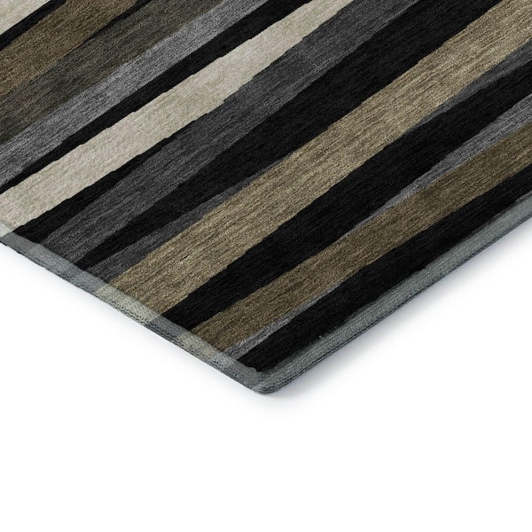 Mayfield Premium Machine Washable Abstract AMF997 Black 8 ft. x 10 ft. Area Rug
