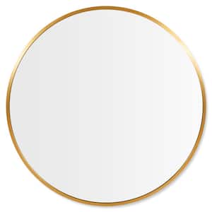 30 in. x 30 in. Modern Round Aluminum Alloy Frame Large Wall Mounted Vanity Circle Accent Mirror