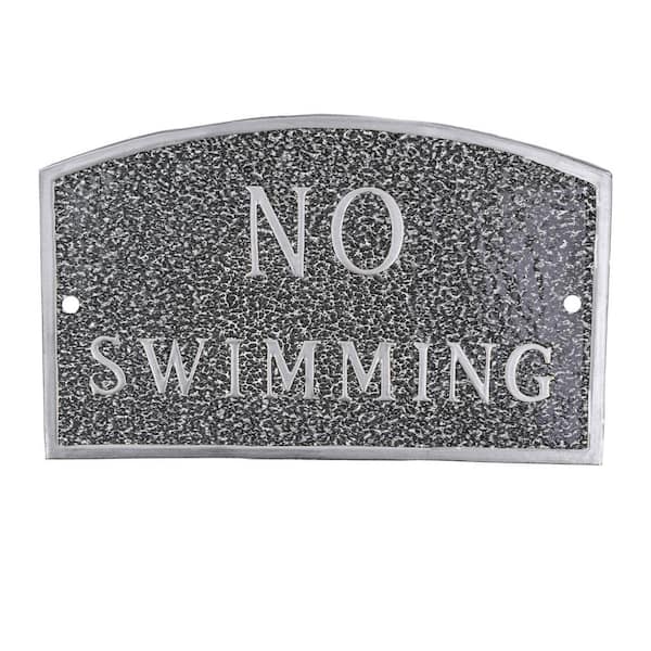 Montague Metal Products 5.5 in. x 9 in. Small Arch No Swimming Statement Plaque Sign - Swedish Iron