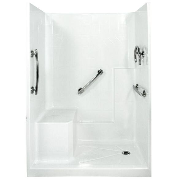 Ella Freedom 33 in. x 60 in. x 77 in. Low Threshold Shower Kit in White with Left Side Seat Position