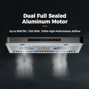 30 in. 500 CFM Ducted Under Cabinet Range Hood in Stainless Steel with Permanent Filters - Delay Shut-Off