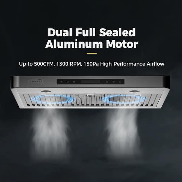 Empava 30 in. 500 CFM Ducted Under Cabinet Range Hood in Stainless Steel with Permanent Filters - Delay Shut-Off