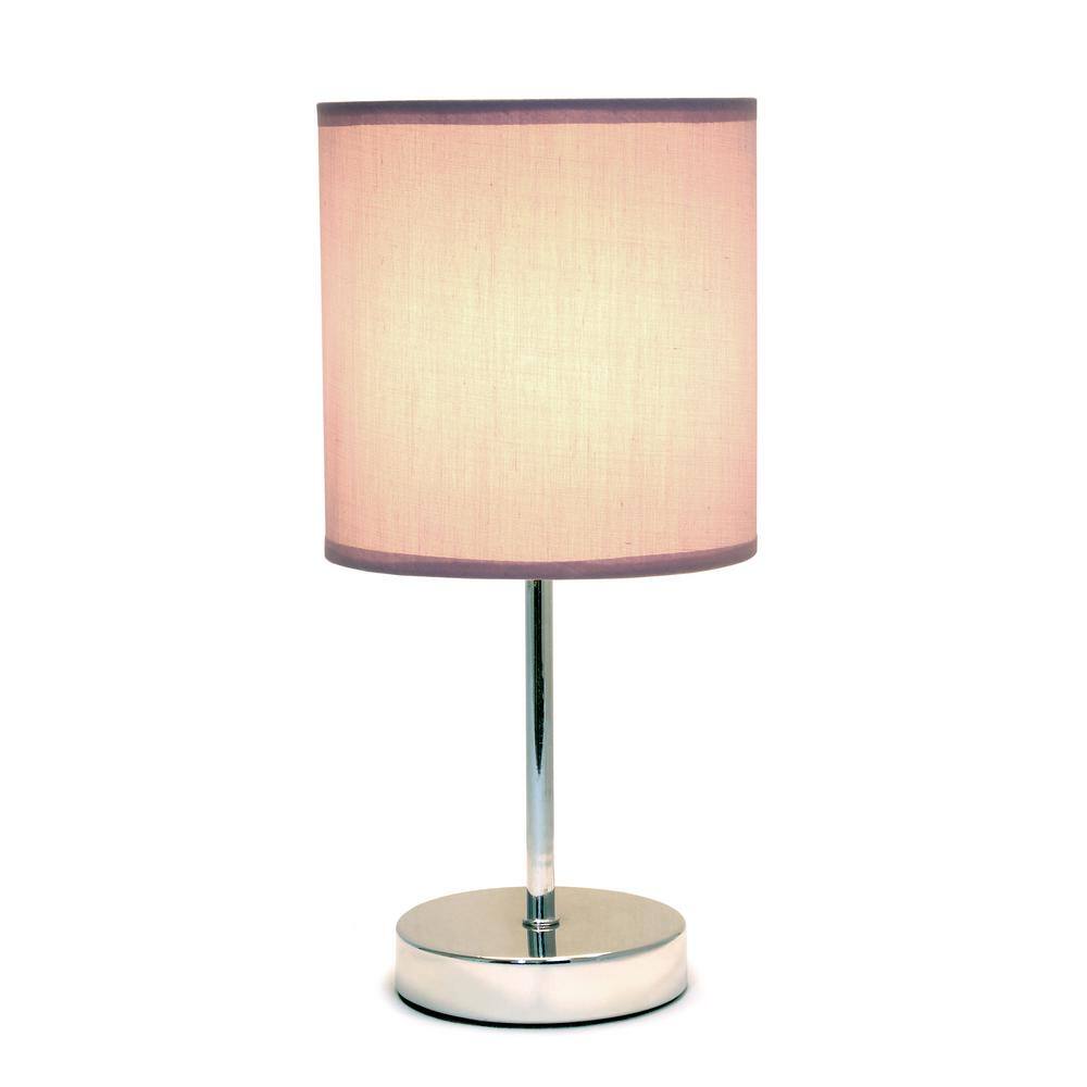Mini Chrome Table Lamp with Purple Fabric Shade