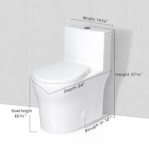 CD-T003 12 in. 1-Piece 0.9/1.28 GPF Dual Flush Round Toilet in White Seat Included