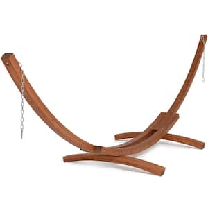 13.7 ft. Wood Curved Hammock Stand with Hooks and Chains
