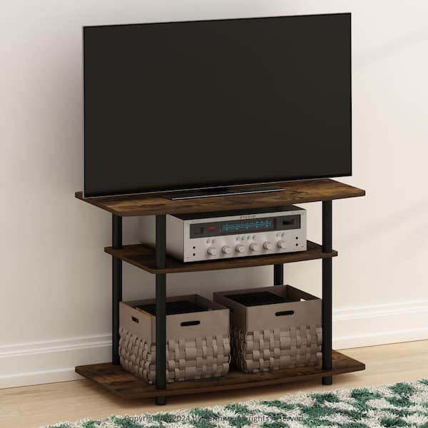 Furinno Econ White/White Corner TV Stand Entertainment Center Fits TVs up to 55 in.